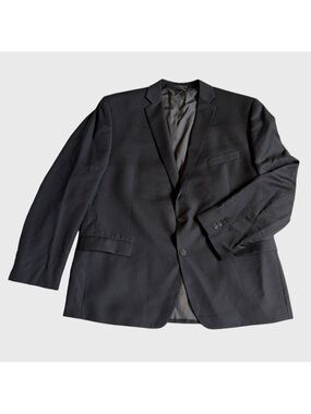 Calvin Klein Slim Fit Two-Button Black Jacket Blazer Men's Size 48R Wool Preppy